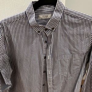 Topman mini gingham casual dress shirt blue